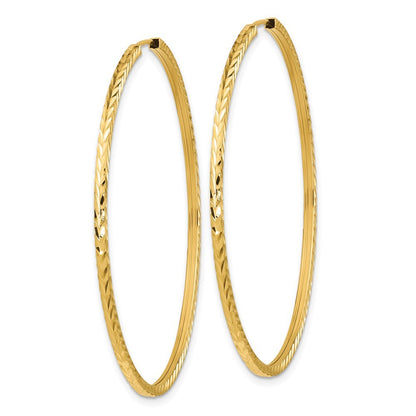 14k Yellow Gold Diamond-cut Square Tube Endless Hoop Earrings