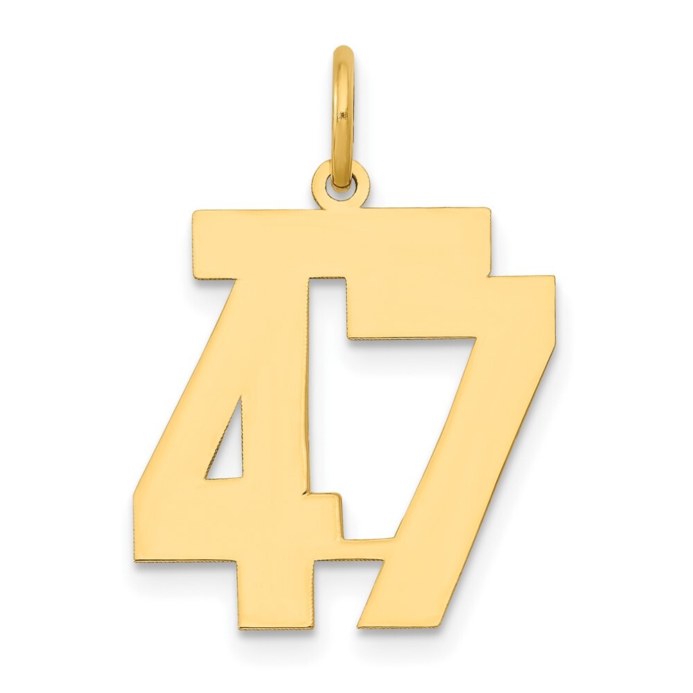14k Yellow Gold Medium Polished Number 47 Charm Pendant for Women