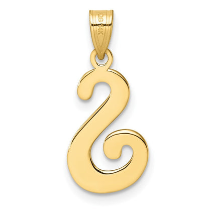 14k Yellow Gold Script Letter S Initial Pendant for Women