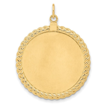 14k Yellow Gold Patterned .013 Gauge Engravable Rope Disc w Satin Back