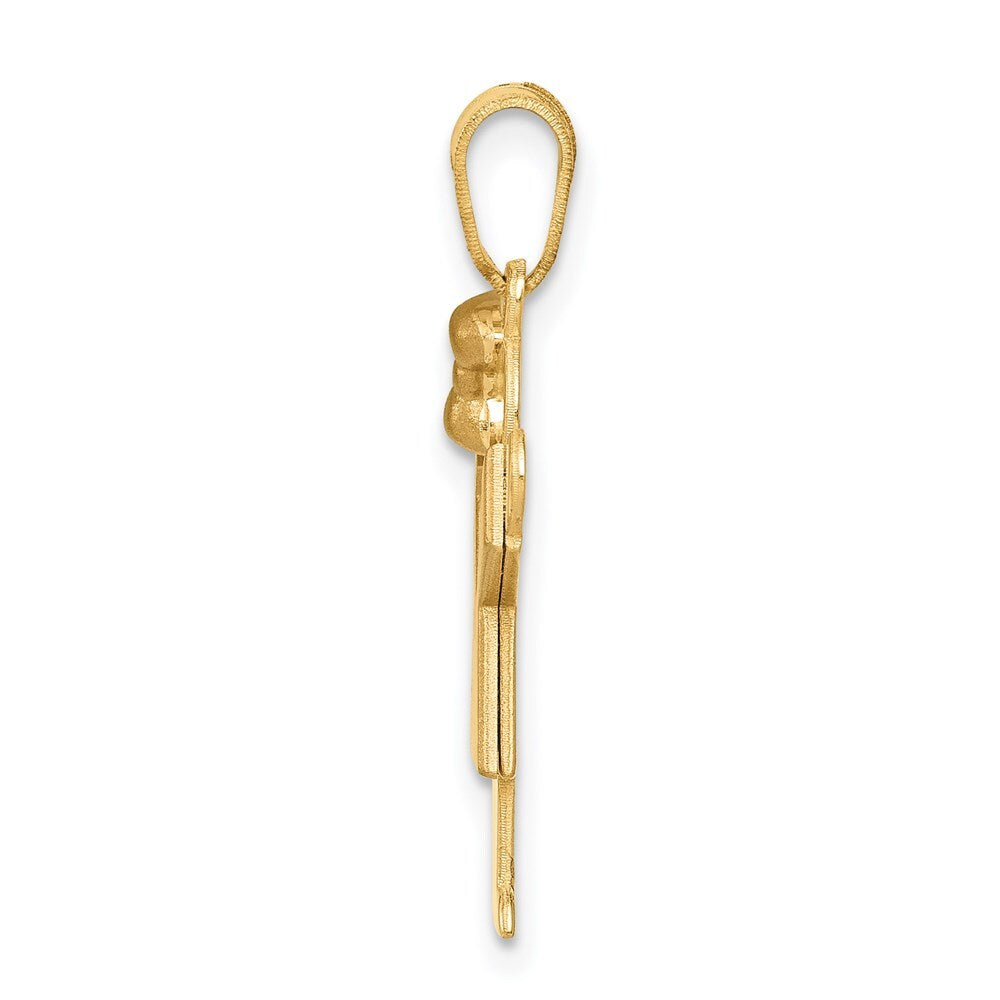 14k Two-tone Gold Small Girl  Bow on Left Engravable Charm Pendant