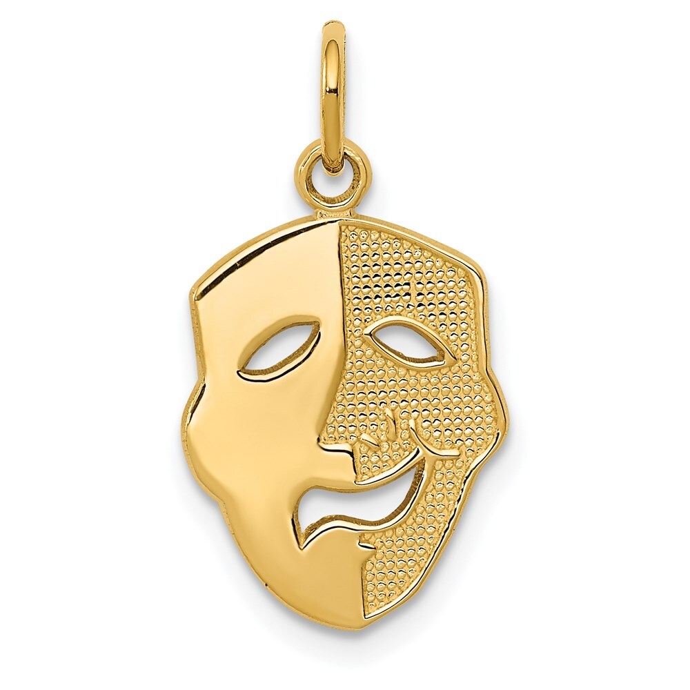 14k Yellow Gold Comedy Mask Charm Pendant for Women