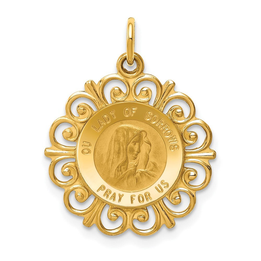 14k Yellow Gold Our Lady of Sorrows Medal Pendant for Women