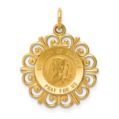 14k Yellow Gold Our Lady of Sorrows Medal Pendant for Women