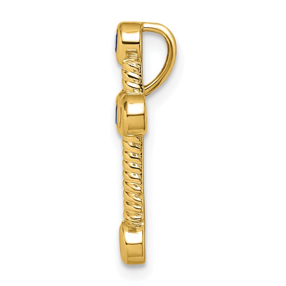 14k Yellow Gold Sapphire Cross Chain Slide