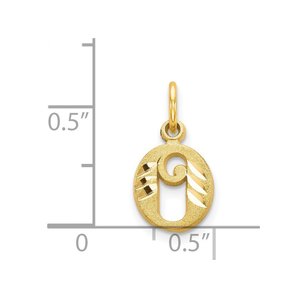 14k Yellow Gold Letter O Initial Charm Pendant for Women