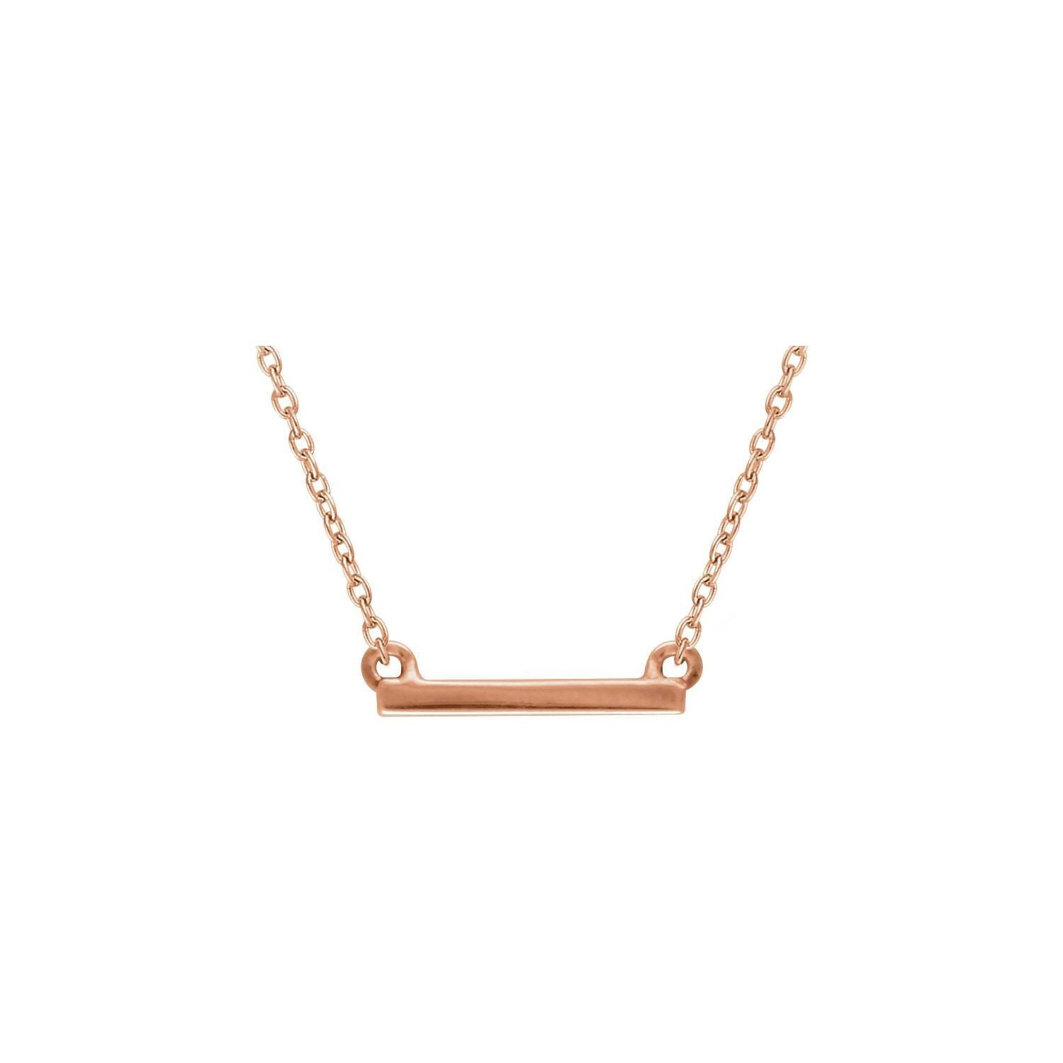 14k Rose Gold Petite Bar Pendant Necklace 18" Fine Jewelry for Women