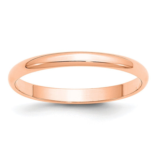 14k Rose Gold 2.5mm LTW Half Round Band Ring Size 10
