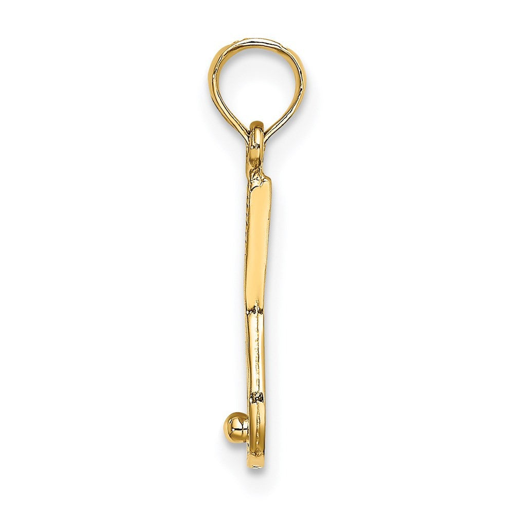 14k Yellow Gold Solid Polished 3-D Tennis Racquet Charm