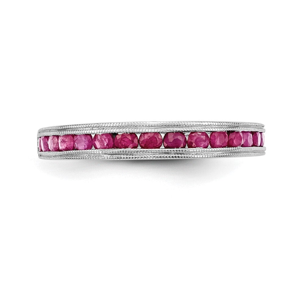 14k White Gold Ruby Complete Channel Band Size 7