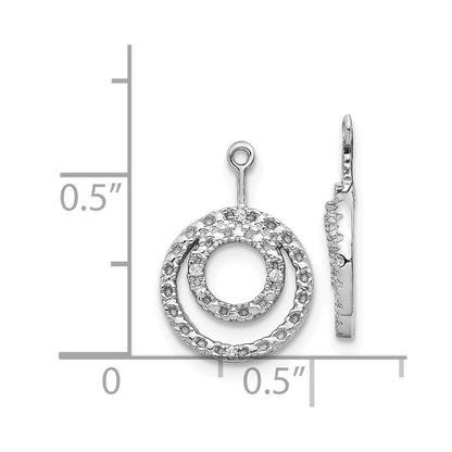 14k White Gold Double Circle Diamond Earring Jackets Gift for Women
