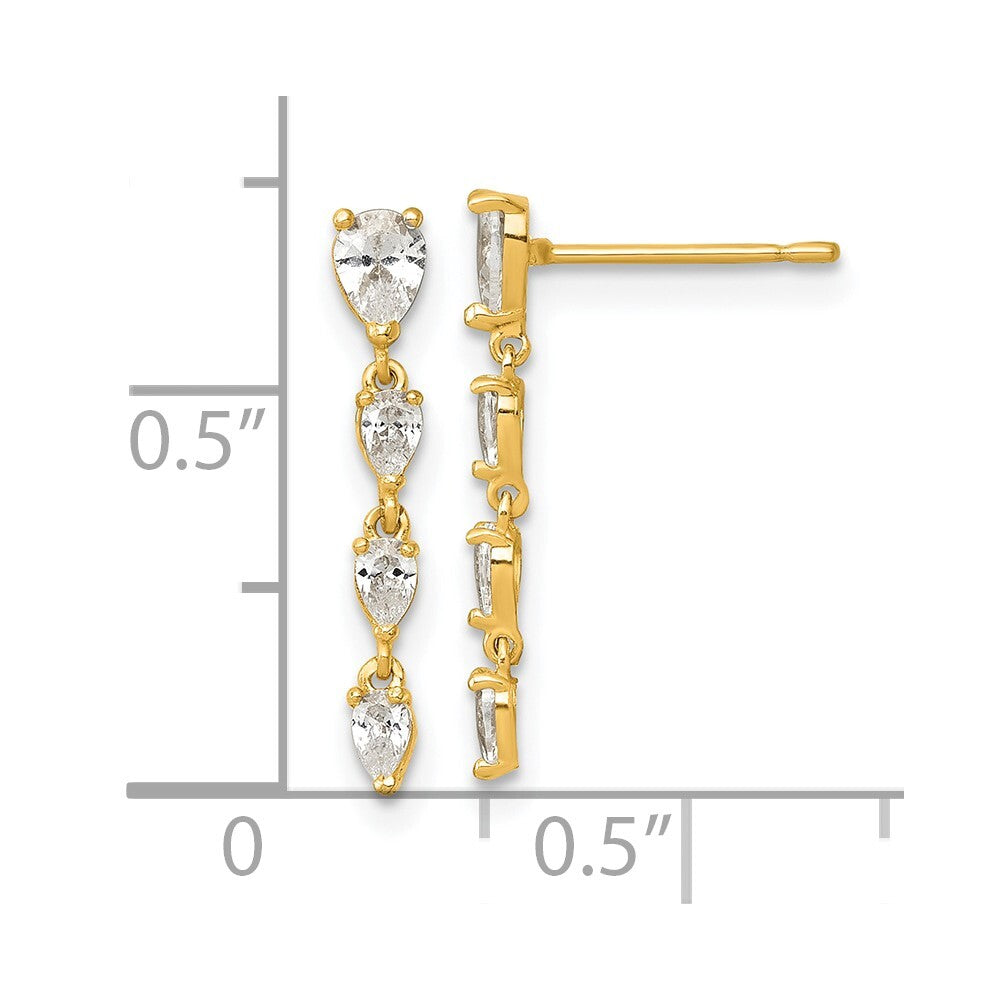 14k Yellow Gold Polished Fancy Cubic Zirconia Dangle Earrings Gift for Women