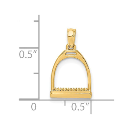 14k Yellow Gold 3-D Polish Small Horse Stirrup Charm