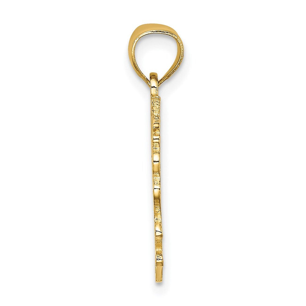 14k Yellow Gold BEST MOM Charm Pendant for Women