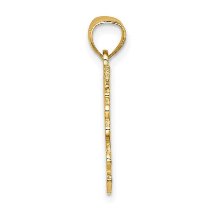 14k Yellow Gold BEST MOM Charm Pendant for Women
