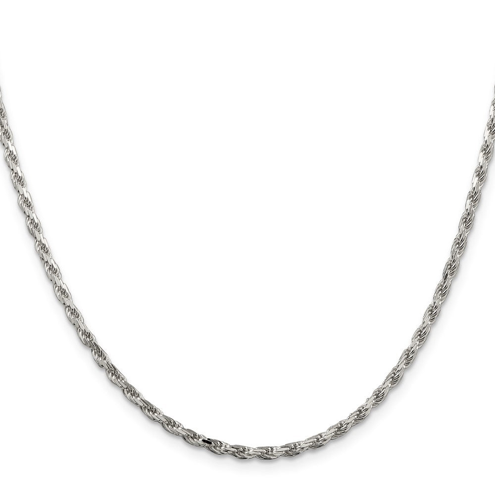 Sterling Silver Rhodium-plated 2.5mm Diamond-cut Rope Chain Necklace