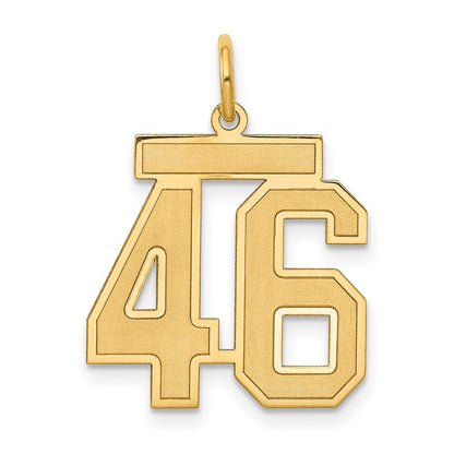 14k Yellow Gold Medium Satin Number 46 Charm Pendant for Women