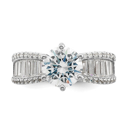 Sterling Silver Polished Rhodium-plated CZ Trio 3 Ring Set Size 8