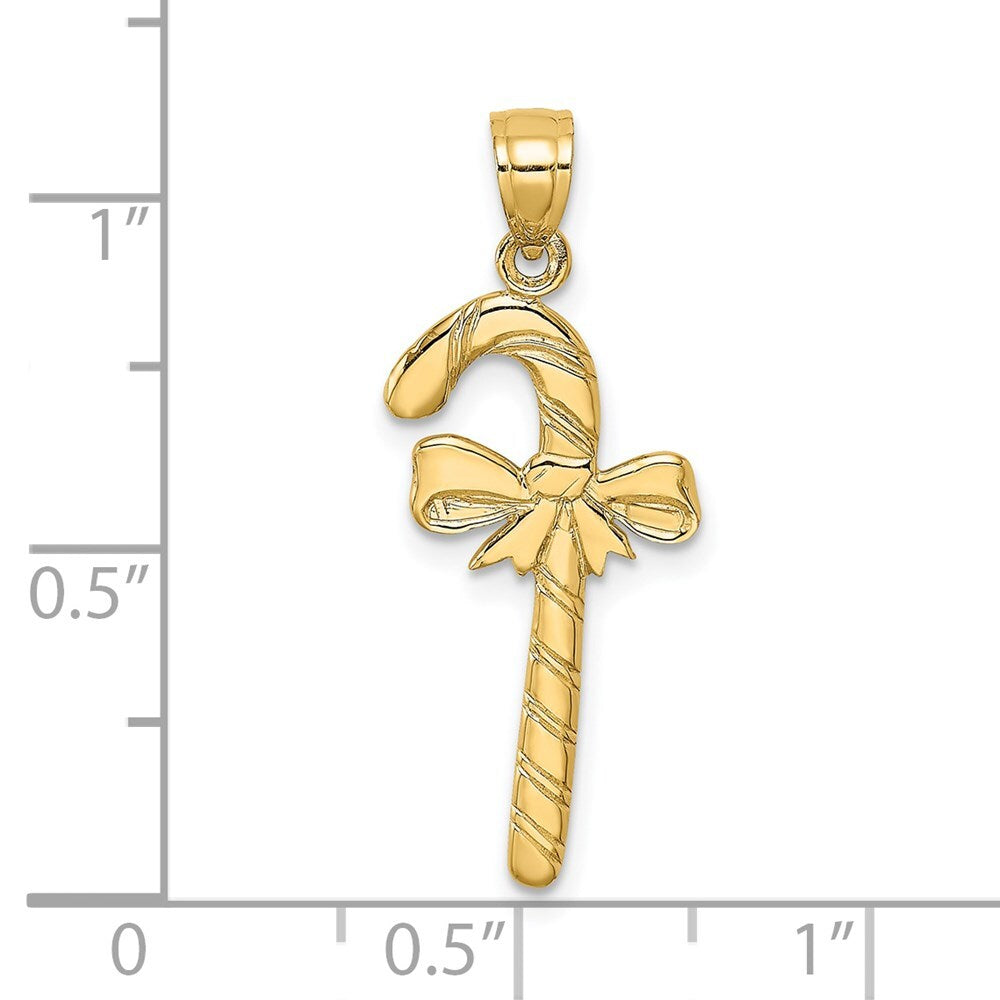 14k Yellow Gold Solid Polished Candy Cane Charm