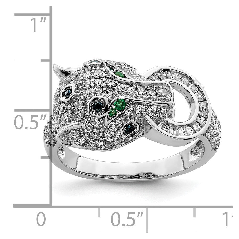 Sterling Silver Rhodium-plated Polished CZ Cheetah Ring Size 8