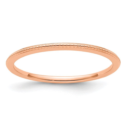 14K Rose Gold 1.2mm Beaded Stackable Band Ring Size 5.5