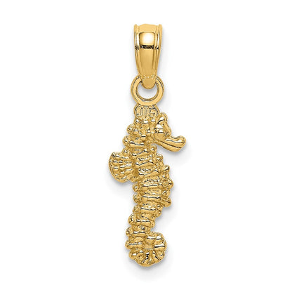 14k Yellow Gold 3-D Mini Seahorse Charm Pendant for Women