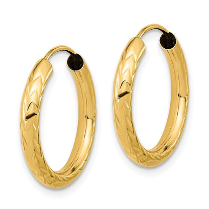 14k Yellow Gold Polished & Diamond-Cut Endless Hoop Earrings