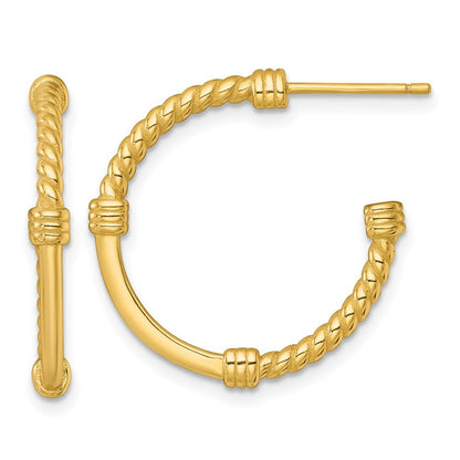 Sterling Silver Gold-tone Polished and Twisted 24.0mm C-Hoop Earrings