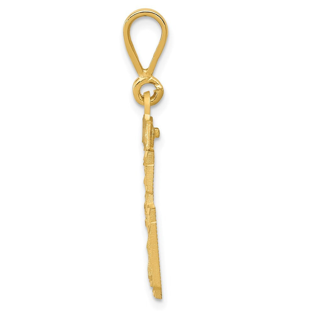 14k Yellow Gold Medium Diamond-cut Number 36 Charm Pendant for Women