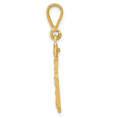 14k Yellow Gold Medium Diamond-cut Number 36 Charm Pendant for Women