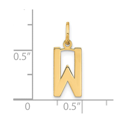14k Yellow Gold Letter W Initial Pendant for Women