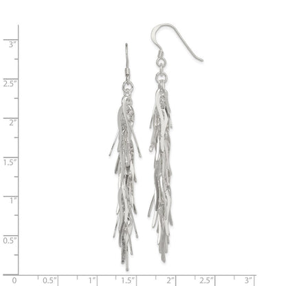 Sterling Silver Polished Fancy Drop Squiggle Dangle Earrings