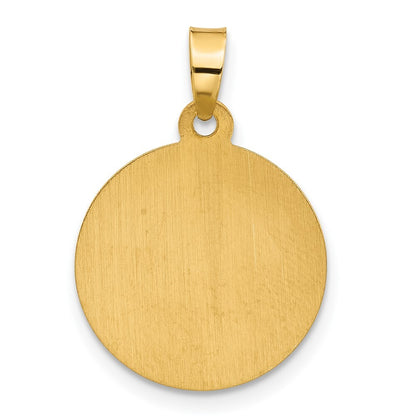 14k Yellow Gold with White Rhodium Hollow St. Michael Medal Pendant for Women