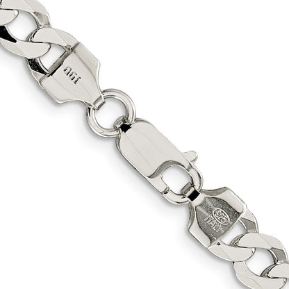 Sterling Silver 6.8mm Flat Curb Chain Necklace