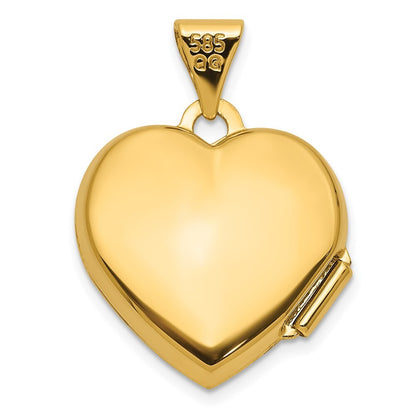 14k Yellow Gold White Rhodium Polished LOVE OF MY LIFE 15mm Heart Locket Pendant
