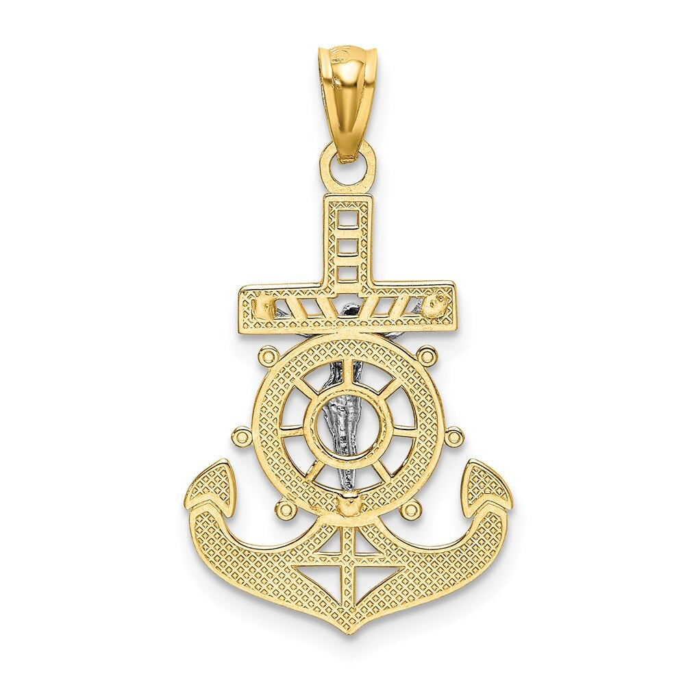 14k Yellow Gold Rhodium Polished Mariners Crucifix Pendant