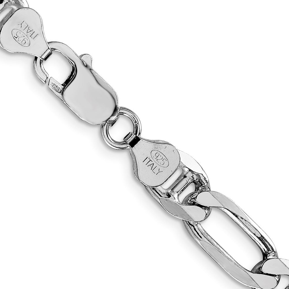 Sterling Silver Rhodium-plated 8.25mm Figaro Anchor Chain Necklace
