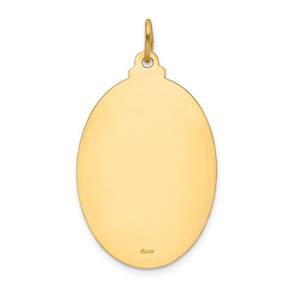 14k Yellow Gold Solid Polished Satin Large Oval St. Christopher Medal