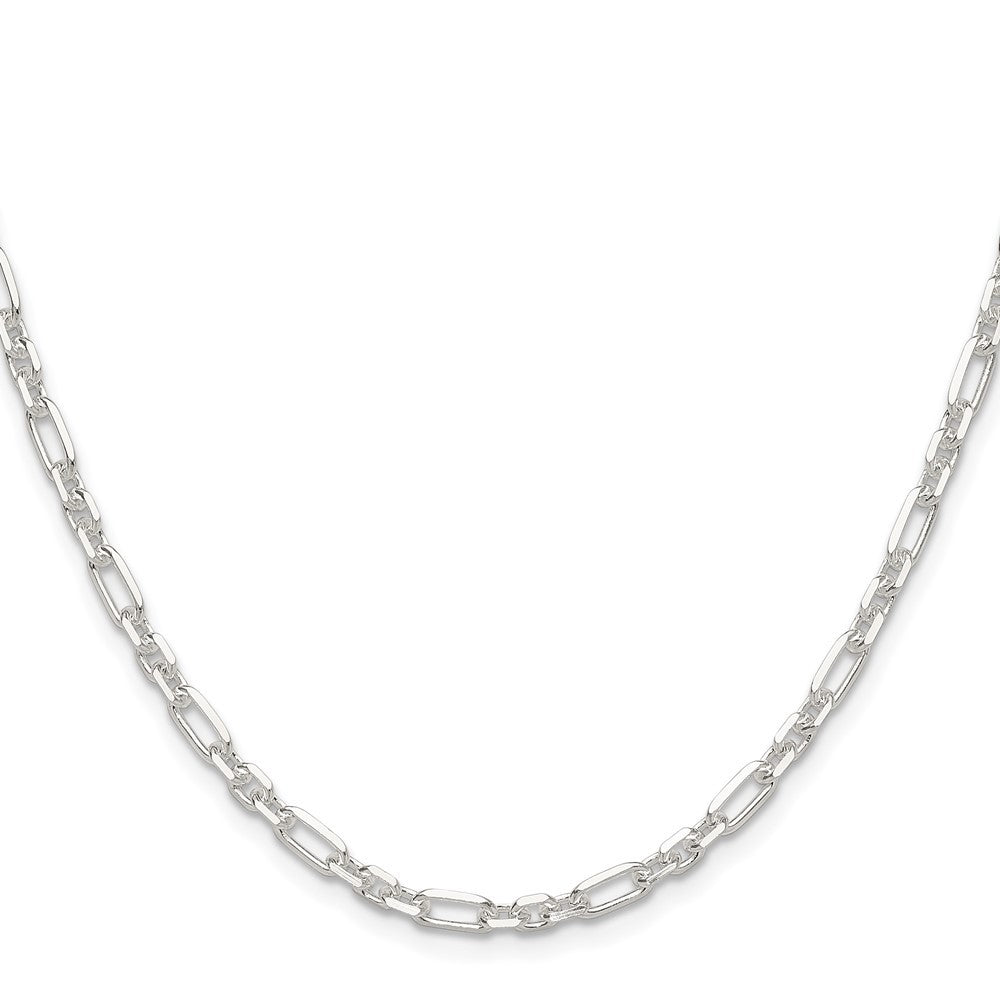 Sterling Silver Diamond-Cut 4mm 3 Short Plus 1 Long Cable Link Chain Necklace