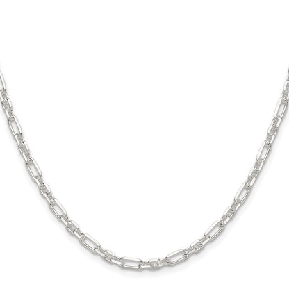 Sterling Silver Diamond-Cut 4mm 3 Short Plus 1 Long Cable Link Chain Necklace