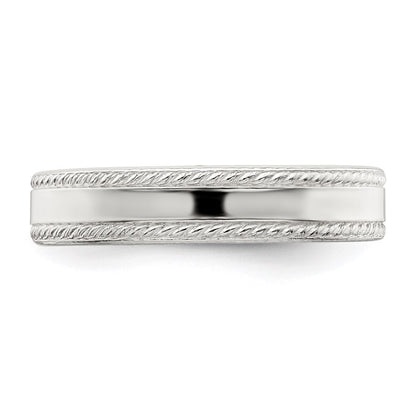Sterling Silver 4mm Flat with Rope Edge Size 12 Band