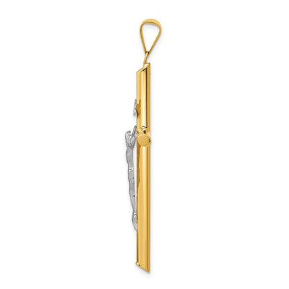 14k Two-tone Gold Polished Jesus Crucifix Pendant for Women