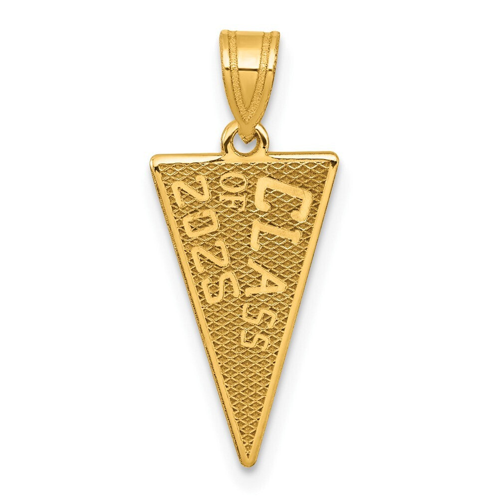 14k Yellow Gold Class Of 2025 Rally Flag / Graduation Charm Pendant for Women