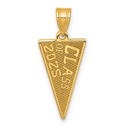 14k Yellow Gold Class Of 2025 Rally Flag / Graduation Charm Pendant for Women