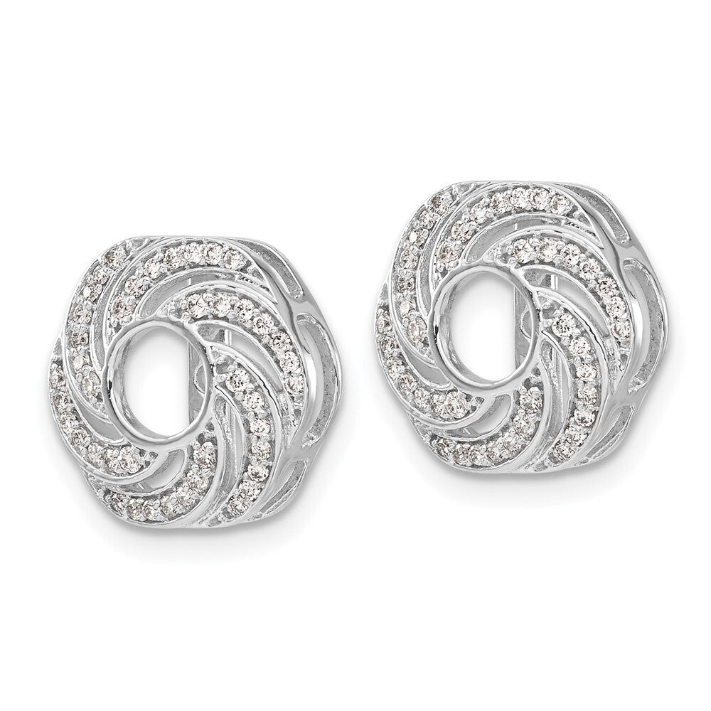 14k White Gold Swirl Diamond Jacket Earrings