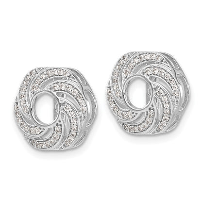 14k White Gold Swirl Diamond Jacket Earrings