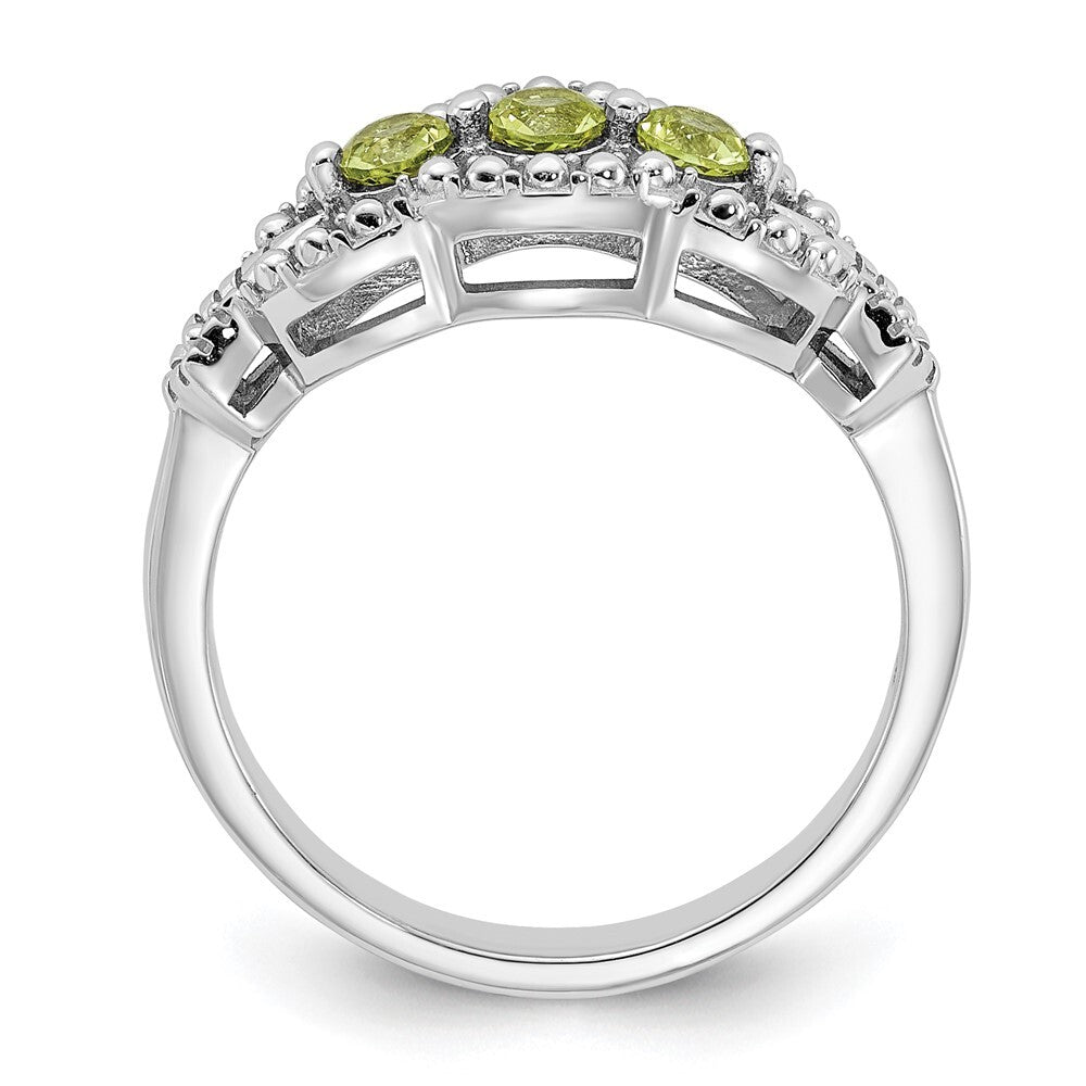 Sterling Silver Rhodium-plated Peridot Ring Size 7