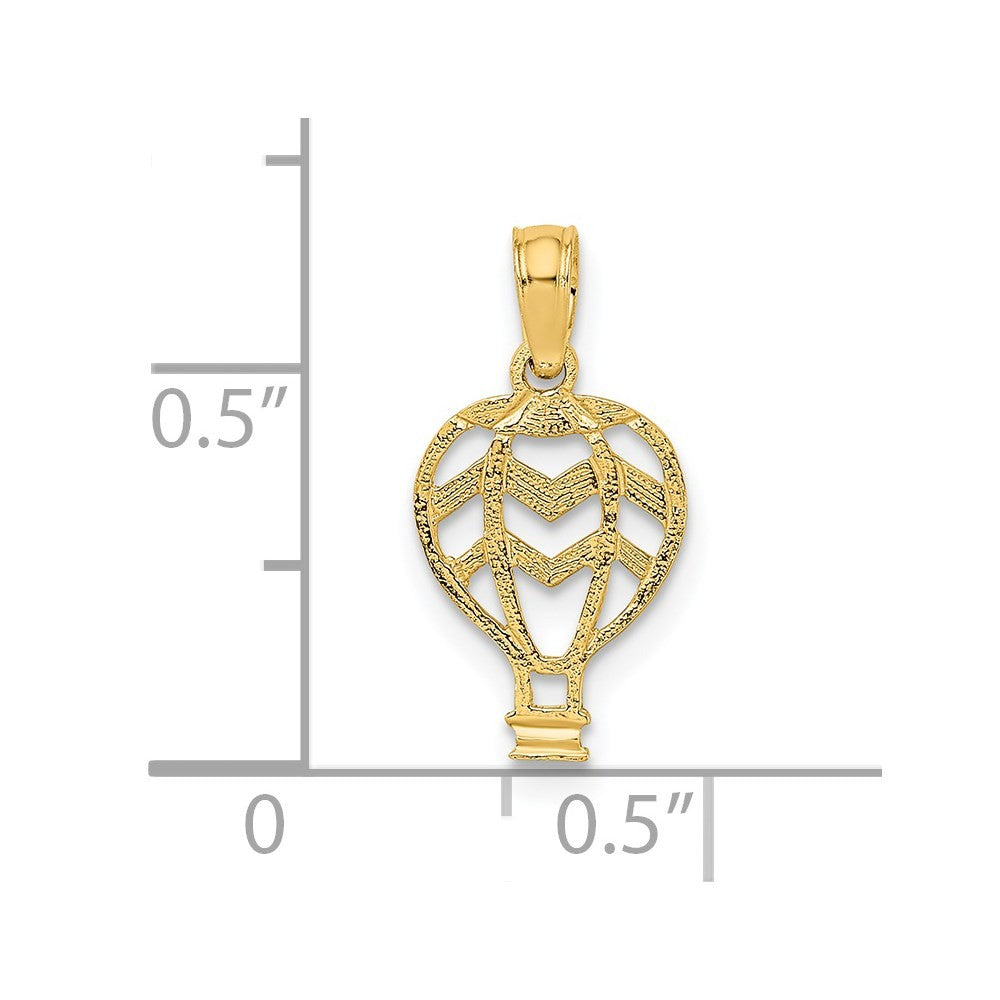 14k Yellow Gold Cut-Out Flat Hot Air Balloon Charm