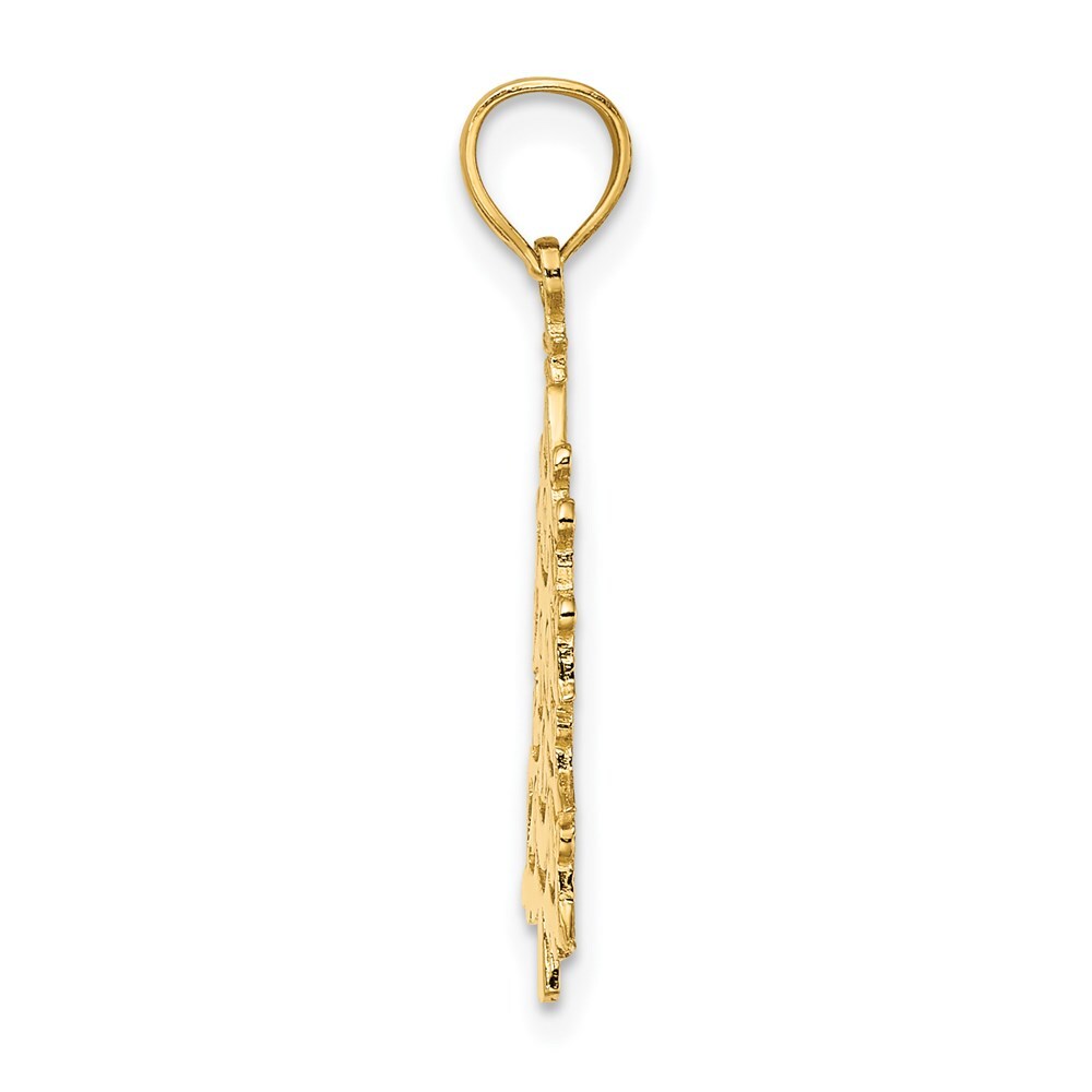 14k Yellow Gold Polished Christmas Tree Charm Pendant for Women
