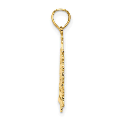 14k Yellow Gold Polished Christmas Tree Charm Pendant for Women